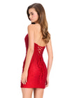 ASHLEYlauren 40044 Gown | Red cocktail dress beaded sweetheart neckline with lace up corset