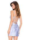 ASHLEYlauren 40045 Gown | Periwinkle flattering lace up corset sweetheart neckline open back cocktail dress