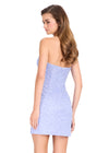 ASHLEYlauren 40050 Gown | Periwinkle beaded sweetheart neckline one shoulder cocktail dress with small slit