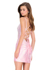 ASHLEYlauren 40055 Gown | Ice Pink beaded cocktail dress with feminine sweetheart neckline and lace up open back
