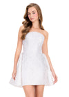ASHLEYlauren 40056 Gown | Ivory feminine strapless mikado dress with a flattering overskirt