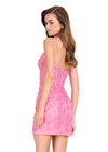 ASHLEYlauren 40061 Gown | Candy Pink full beaded patterned jersey cocktail dress with strapless corset and matching collar