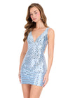 ASHLEYlauren 40062 Gown | Sky sleek form fitting jersey cocktail dress fully stoned with plunge neckline and open back