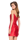 ASHLEYlauren 40063 Gown | Red structured strapless corset zipper cocktail dress