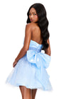 ASHLEYlauren 40066 Gown | Sky darling strapless cocktail dress with statement bow and beaded detailing