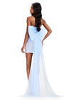 ASHLEYlauren 40078 Gown | Sky glamorous beaded strapless cocktail dress with floor length statement bow and sweetheart neckline