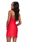 ASHLEYlauren 40084 Gown | Red classy fitted strapless heavy jersey cocktail dress with accented neckline