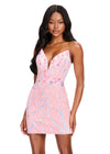 ASHLEYlauren 40091 Gown | Pink intricate beautiful strapless fully beaded cocktail dress with deep plunge sweetheart neckline and lace up open back