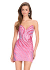 ASHLEYlauren 40097 Gown | Pink strapless sweetheart neckline fully beaded cocktail dress