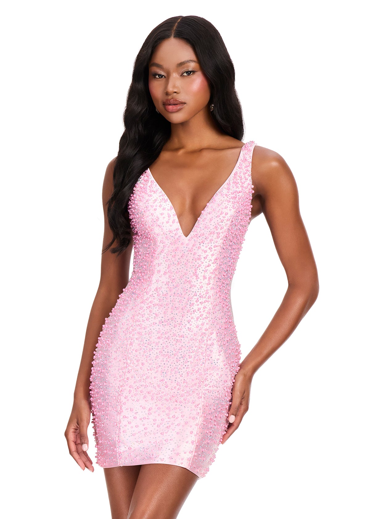 pink homecoming dresses 2025 Puff Sleeve Dress with Floral Appliqus SD1700 Viniodress Full Bust = inches or centimeters2 2025 Halter Pink Prom Dresses