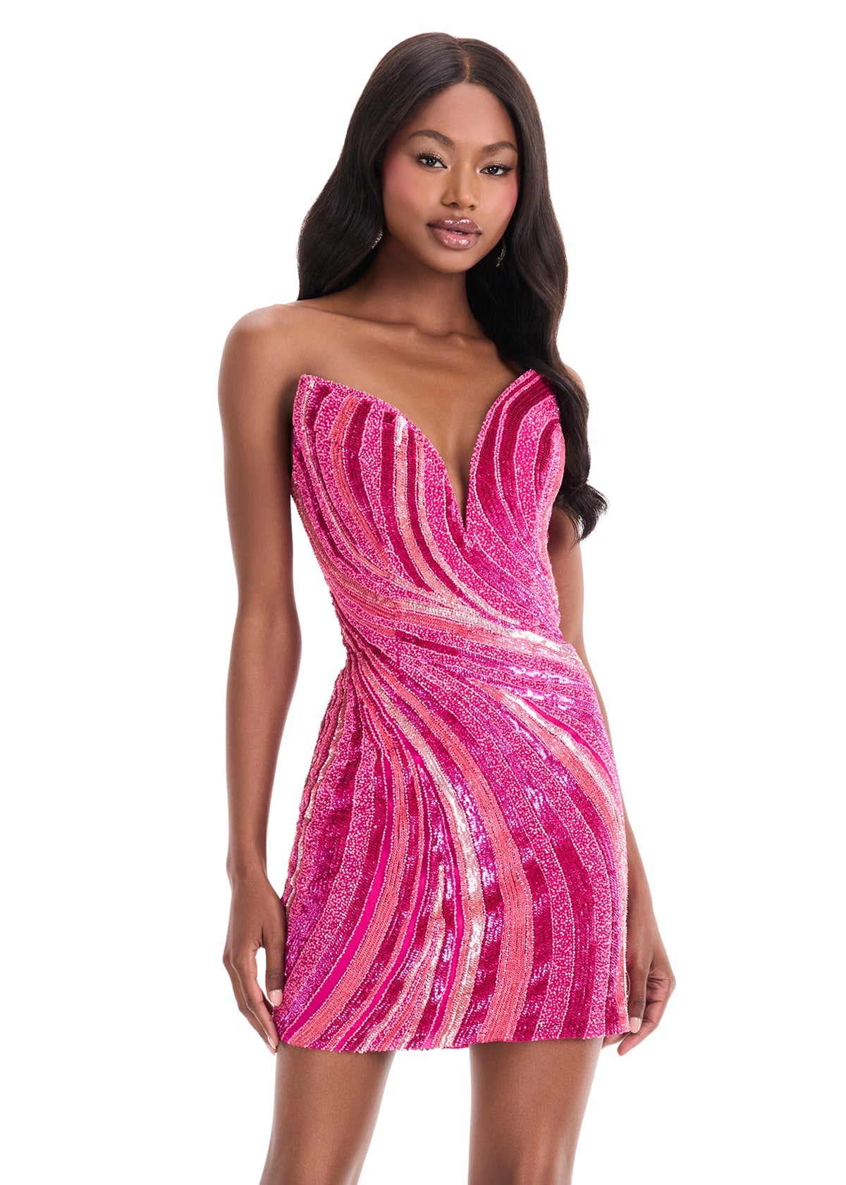 ASHLEYlauren 4932 – Strapless Fully Beaded Sweetheart Mini Dress