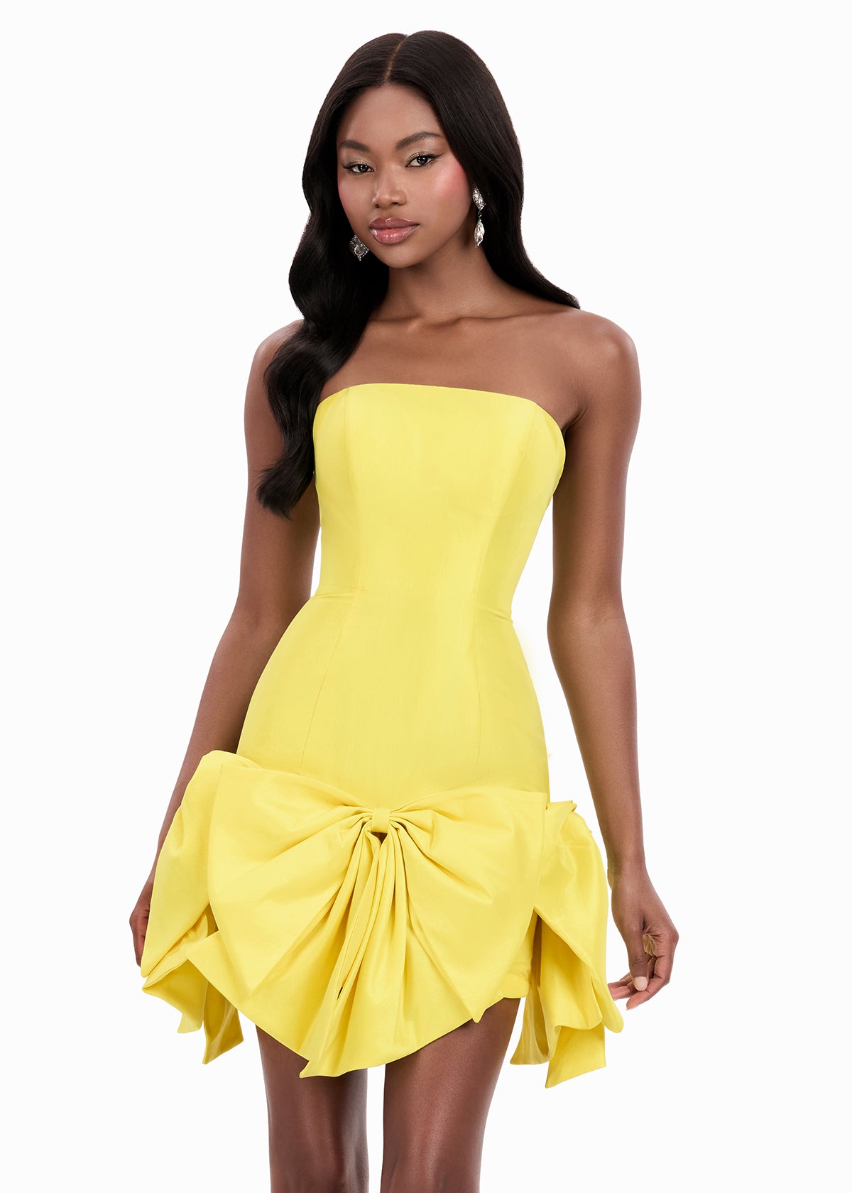 ASHLEYlauren Style 4950 | Taffeta Oversized Bow Trim Mini Dress