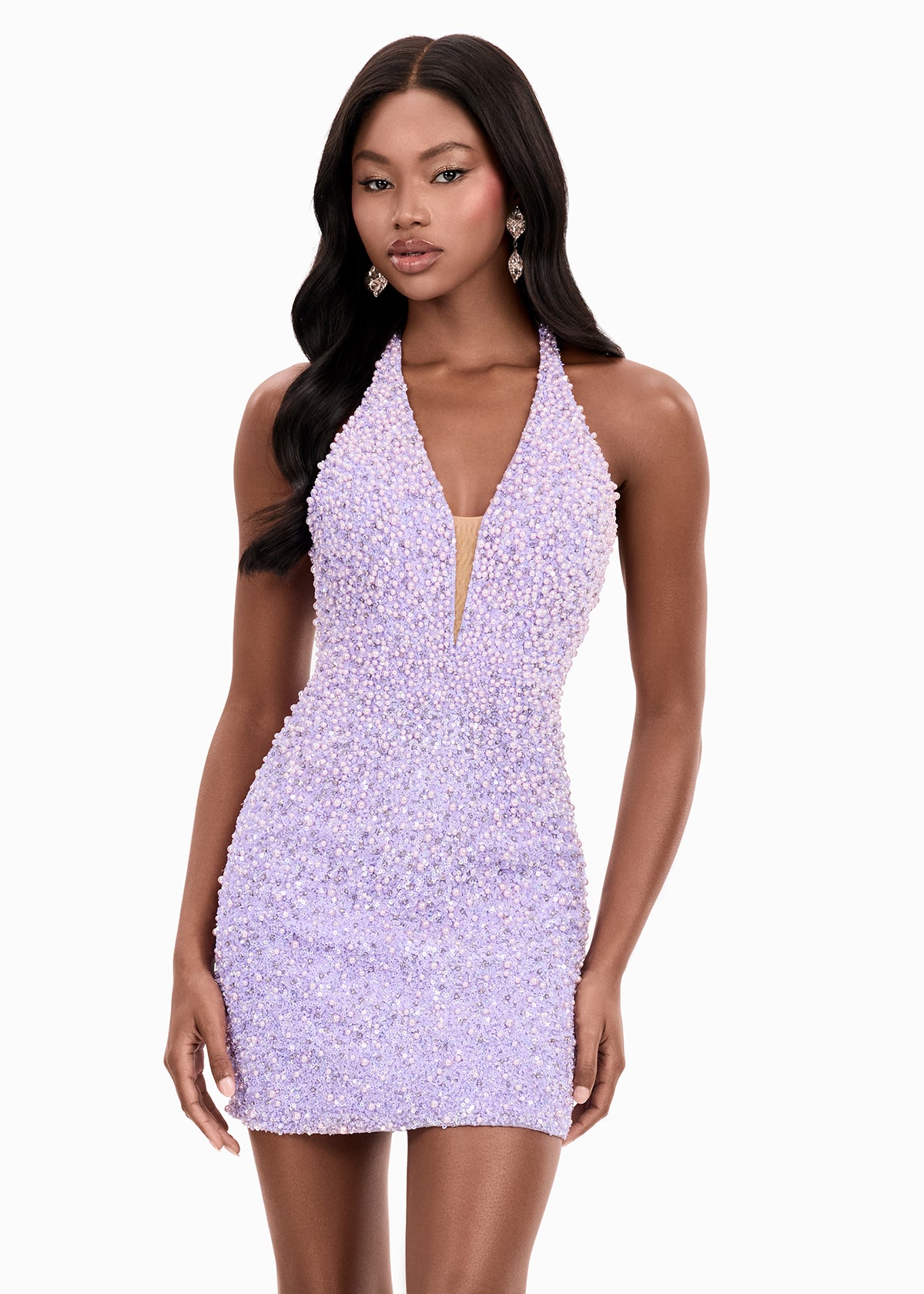 ASHLEYlauren Style 4956 Fully Beaded Mini Dress with Embellishments