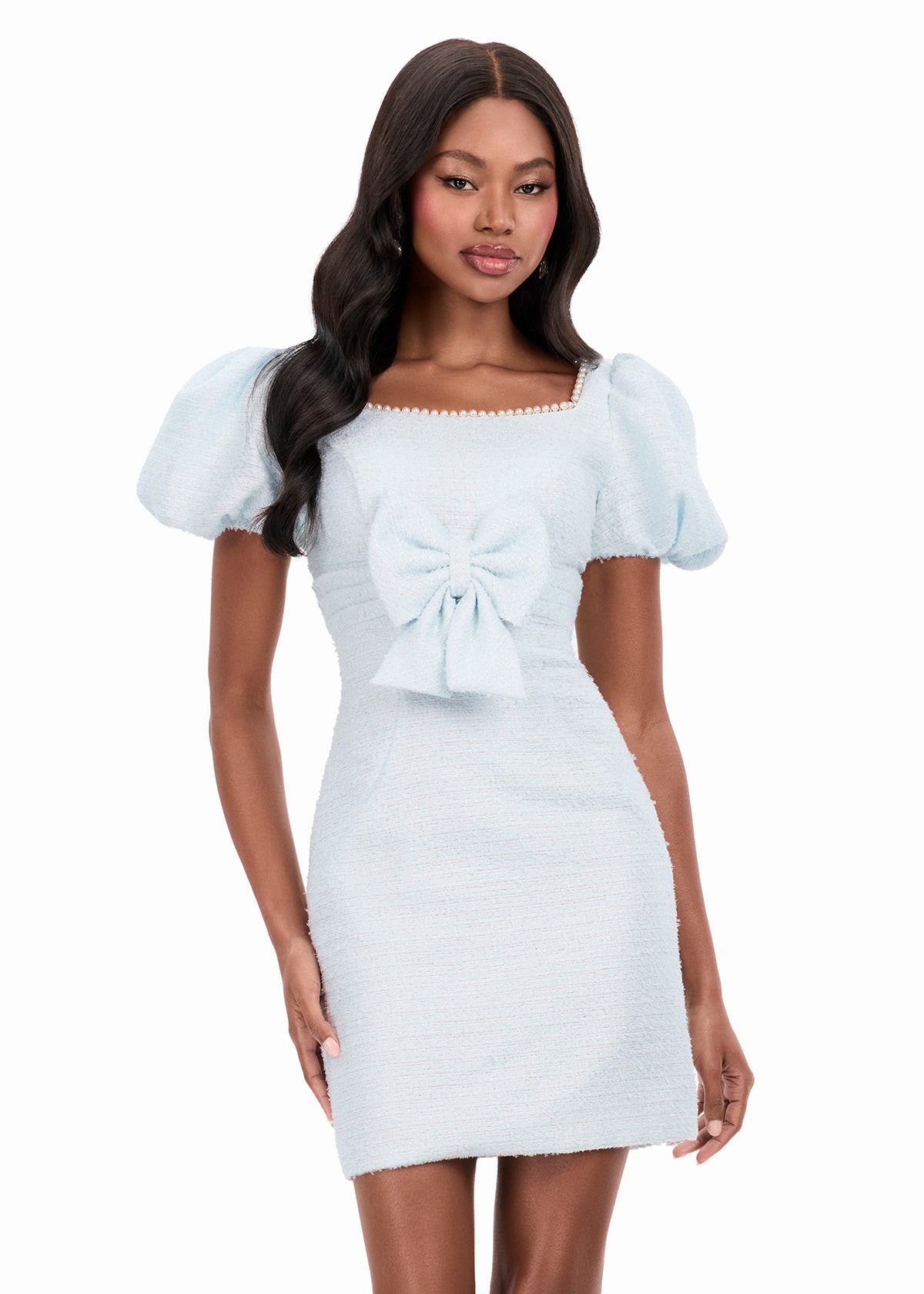 ASHLEYlauren Style 4970 Tweed Bow Mini Dress
