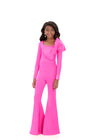 ASHLEYlauren 8327 | Hot-Pink pageant jumpsuit with fitted bodice and bold silhouette