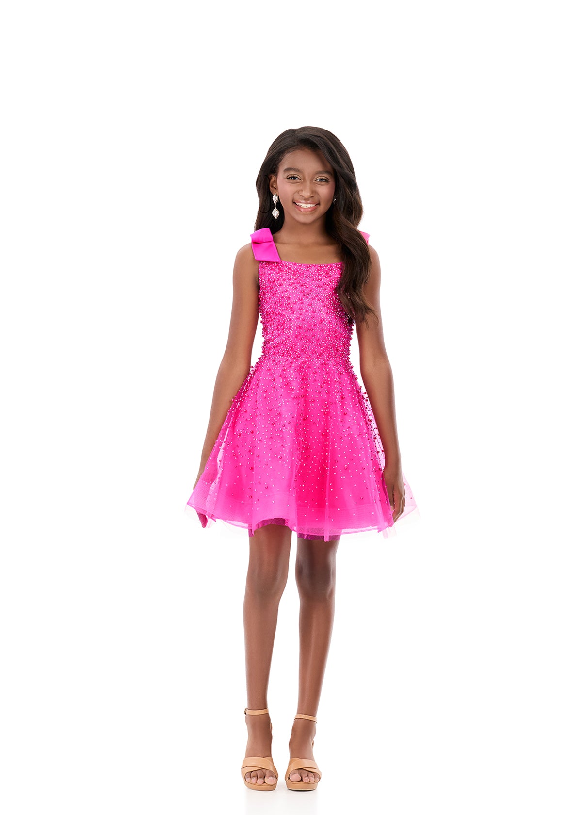 ASHLEYlauren Style 8332 Pearl Embellished Kids Formal Dress