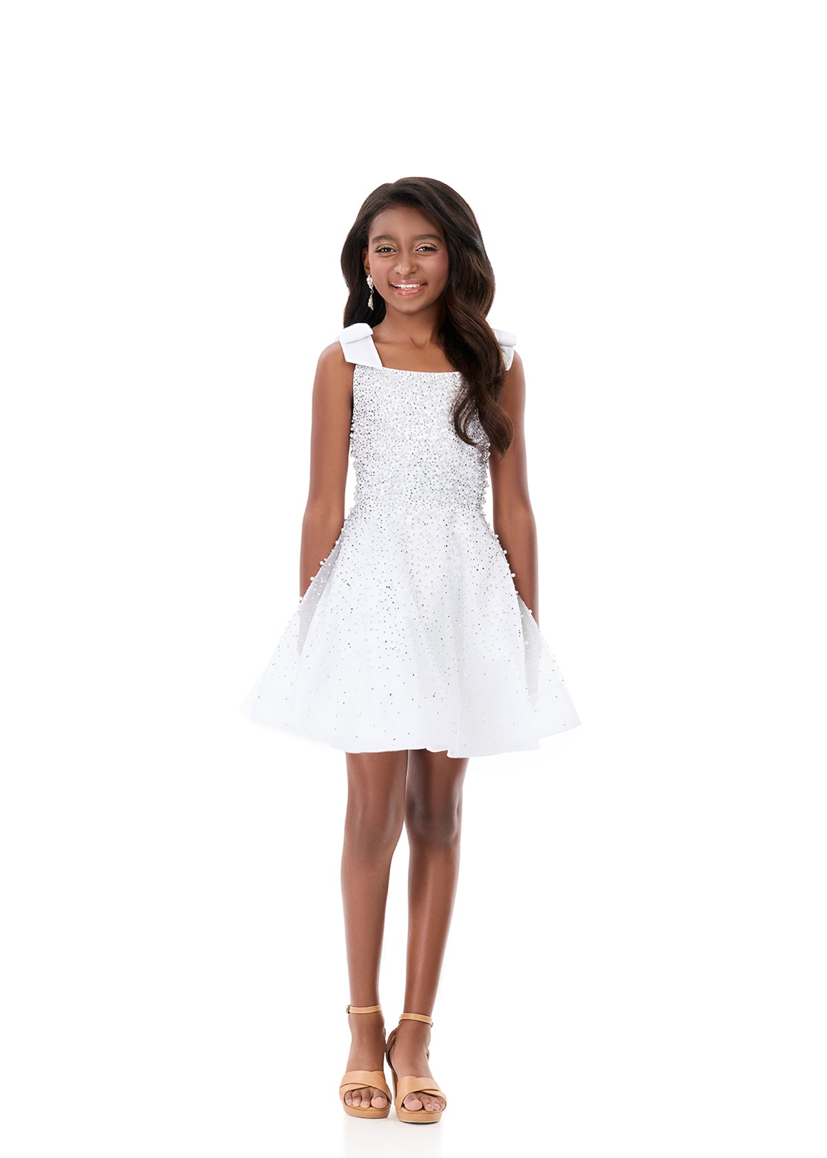 ASHLEYlauren Style 8332 Pearl Embellished Kids Formal Dress