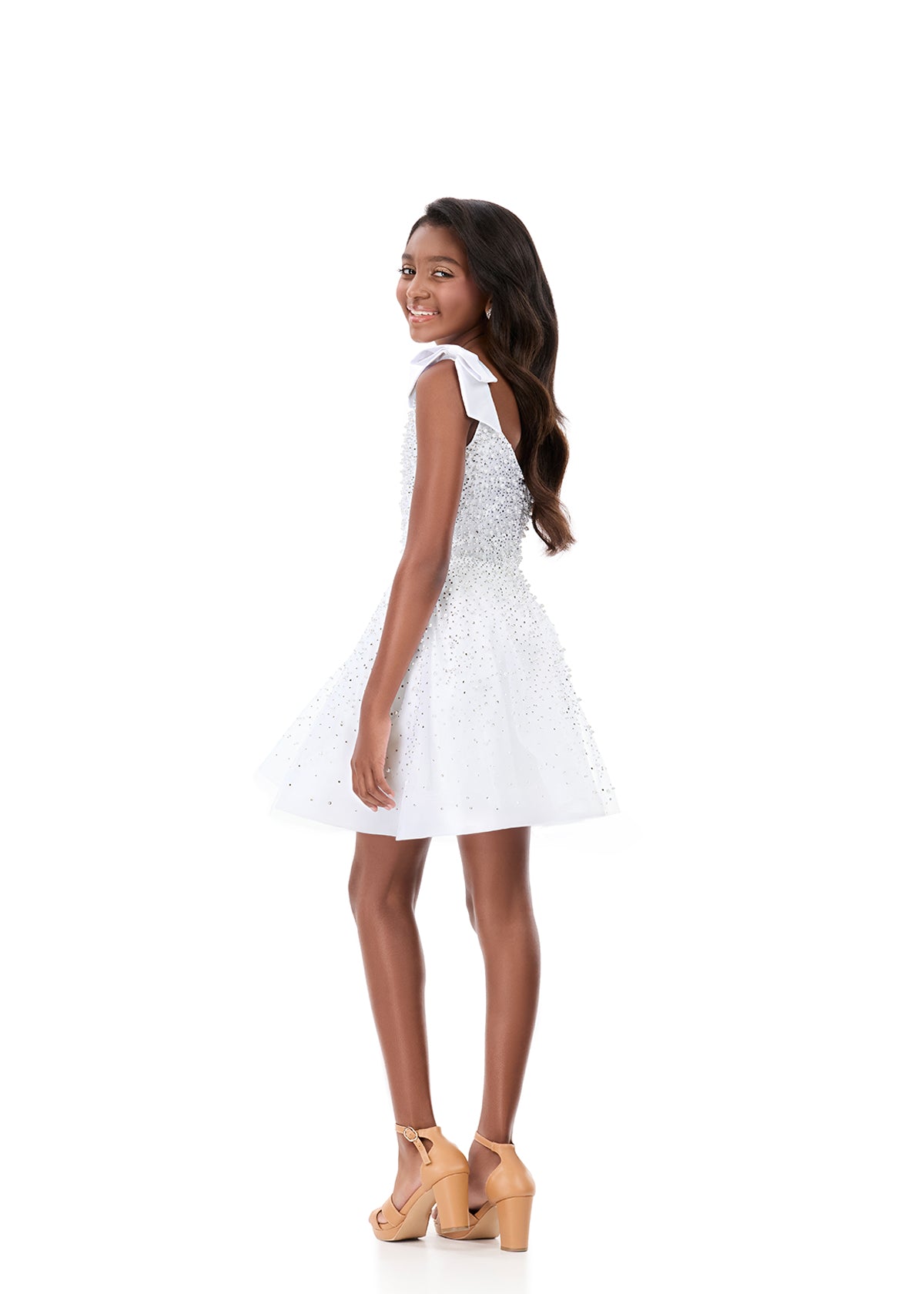 ASHLEYlauren Style 8332 Pearl Embellished Kids Formal Dress