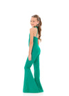 ASHLEYlauren 8336 | Emerald kids jumpsuit with halter neckline and wide-leg silhouette