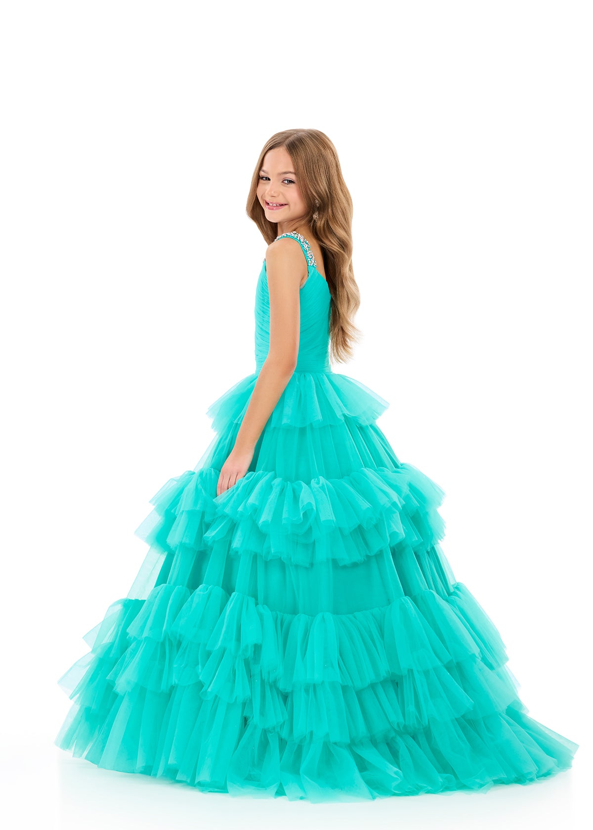 ASHLEYlauren Style 8342 Kids Layered Ruffled Tulle Ball Gown