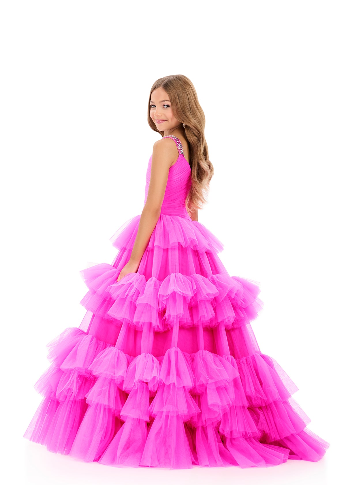 ASHLEYlauren Style 8342 Kids Layered Ruffled Tulle Ball Gown