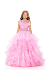ASHLEYlauren 8344 | Pink pageant gown with dramatic volume and structured bodice
