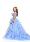 ASHLEYlauren 8345 | Periwinkle organza ball gown with layered skirt and ruffle detail