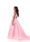 ASHLEYlauren 8348 | Hot-Pink high-low prom gown with fitted bodice, sweeping skirt, and statement formal design