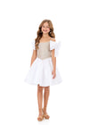 ASHLEYlauren 8354 | Ivory pageant dress with off-shoulder bow detail and polished silhouette