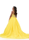ASHLEYlauren 8355 | Yellow kids ball gown with halter neckline and organza skirt