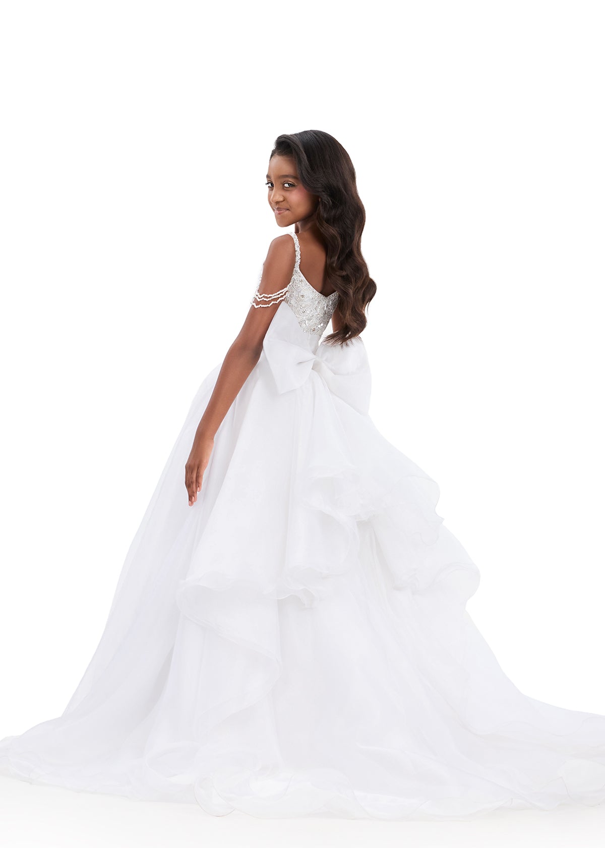 Oval 楕円形 鏡 (Laura Ashleyスタイル合う) ASHLEYlauren Style 8356 Kids A-Line Pageant Gown with Bow Detail