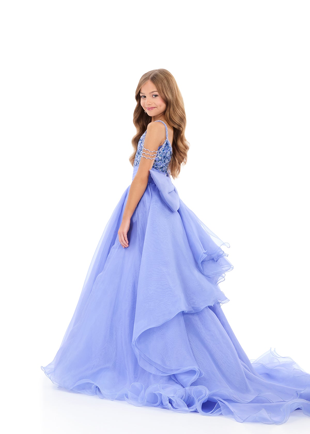 Oval 楕円形 鏡 (Laura Ashleyスタイル合う) ASHLEYlauren Style 8356 Kids A-Line Pageant Gown with Bow Detail
