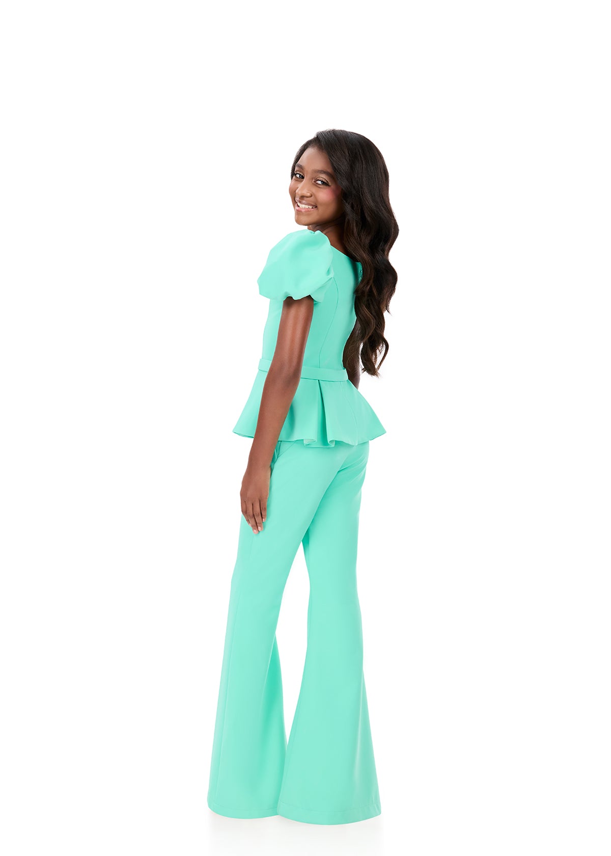 ASHLEYlauren 8358 - Kids Pageant Jumpsuit with Peplum Waist