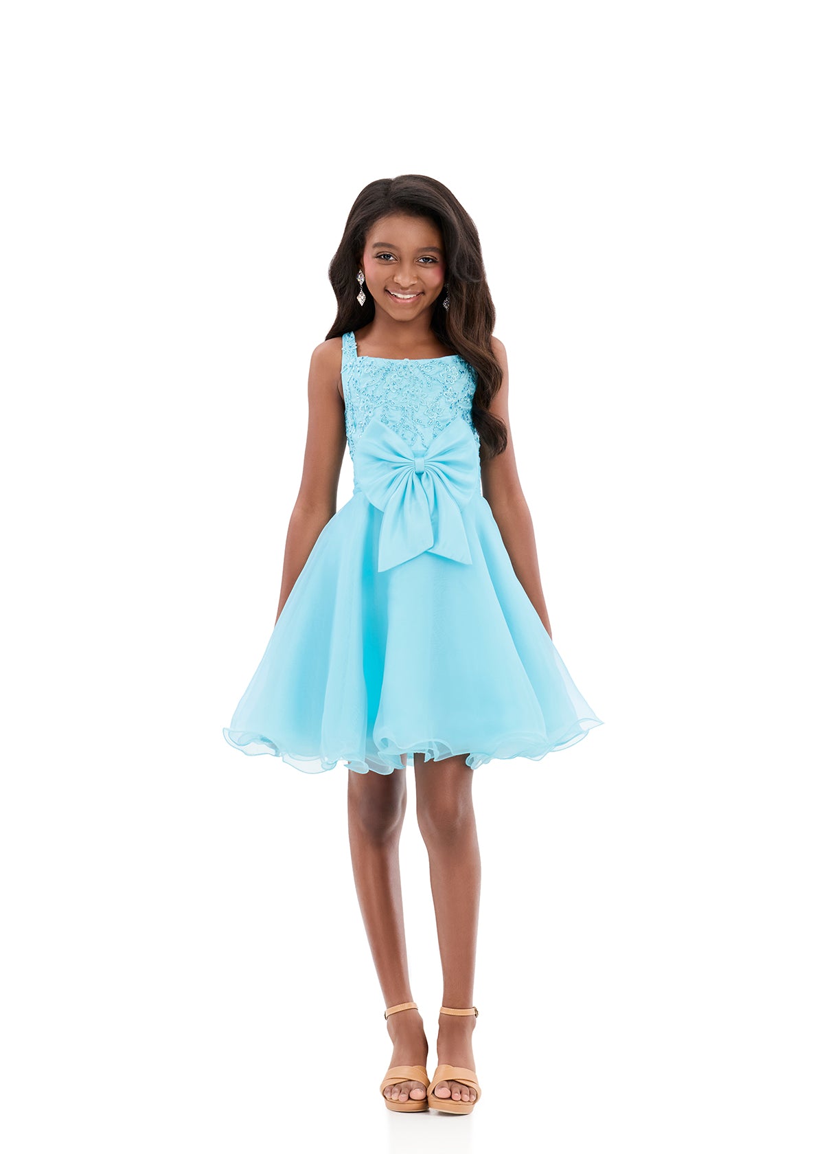 ASHLEYlauren 8359 | Sky pageant dress with sparkle detail and soft volume