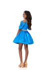 ASHLEYlauren 8360 | Peacock satin kids dress with crystal straps and full skirt