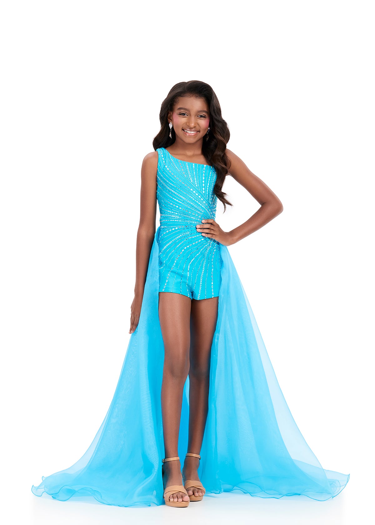 ASHLEYlauren Style 8364 Kids Pageant Romper with Halter Neckline