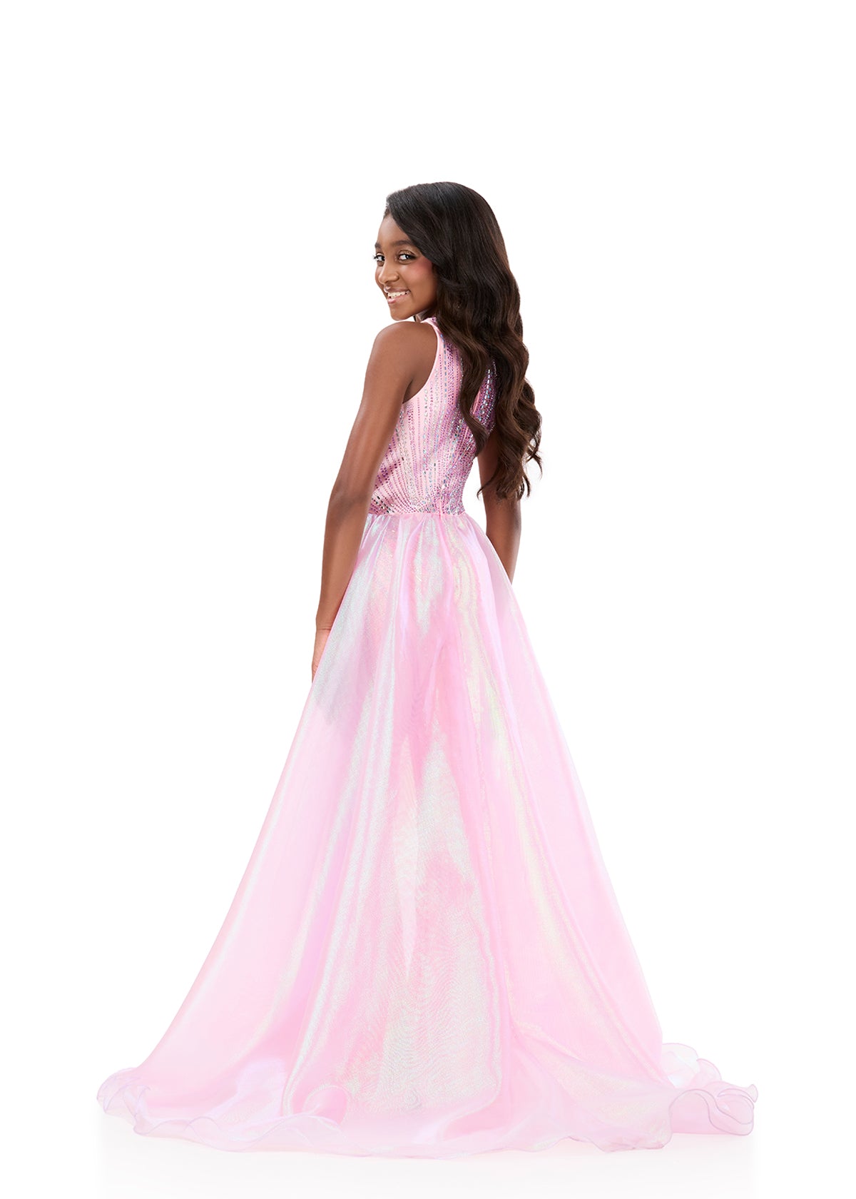 ASHLEYlauren 8363 - Kids Pageant Jumpsuit with Overskirt