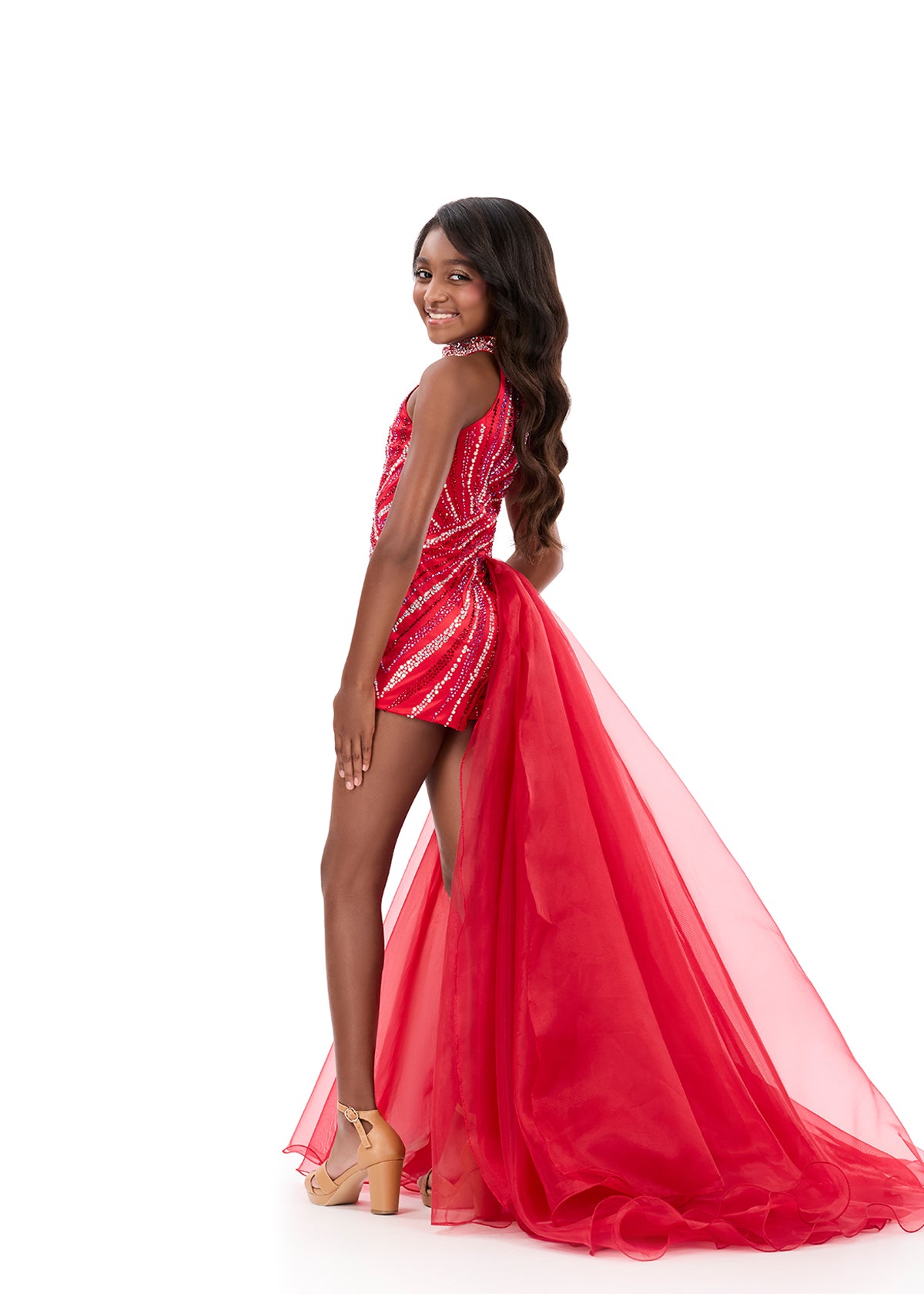 ASHLEYlauren Style 8364 Kids Pageant Romper with Halter Neckline