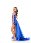 ASHLEYlauren 8364 | Royal two-piece kids outfit with halter neckline and organza side skirt