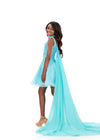 ASHLEYlauren 8365 | Aqua kids dress with embellished bodice and detachable tulle skirt