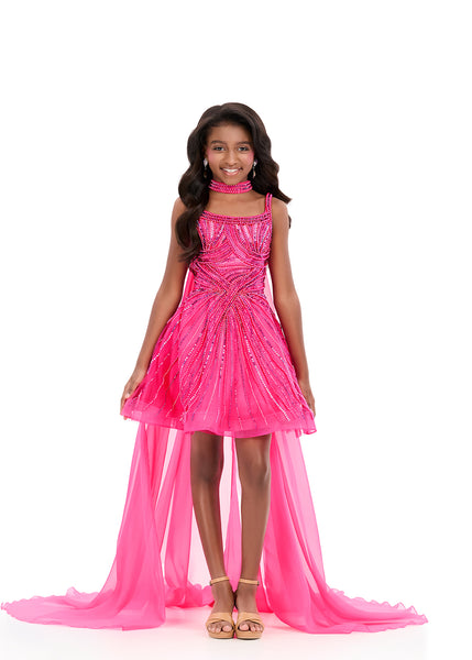 ASHLEYlauren Style 8365 Kids Cocktail Dress with Collar Cape