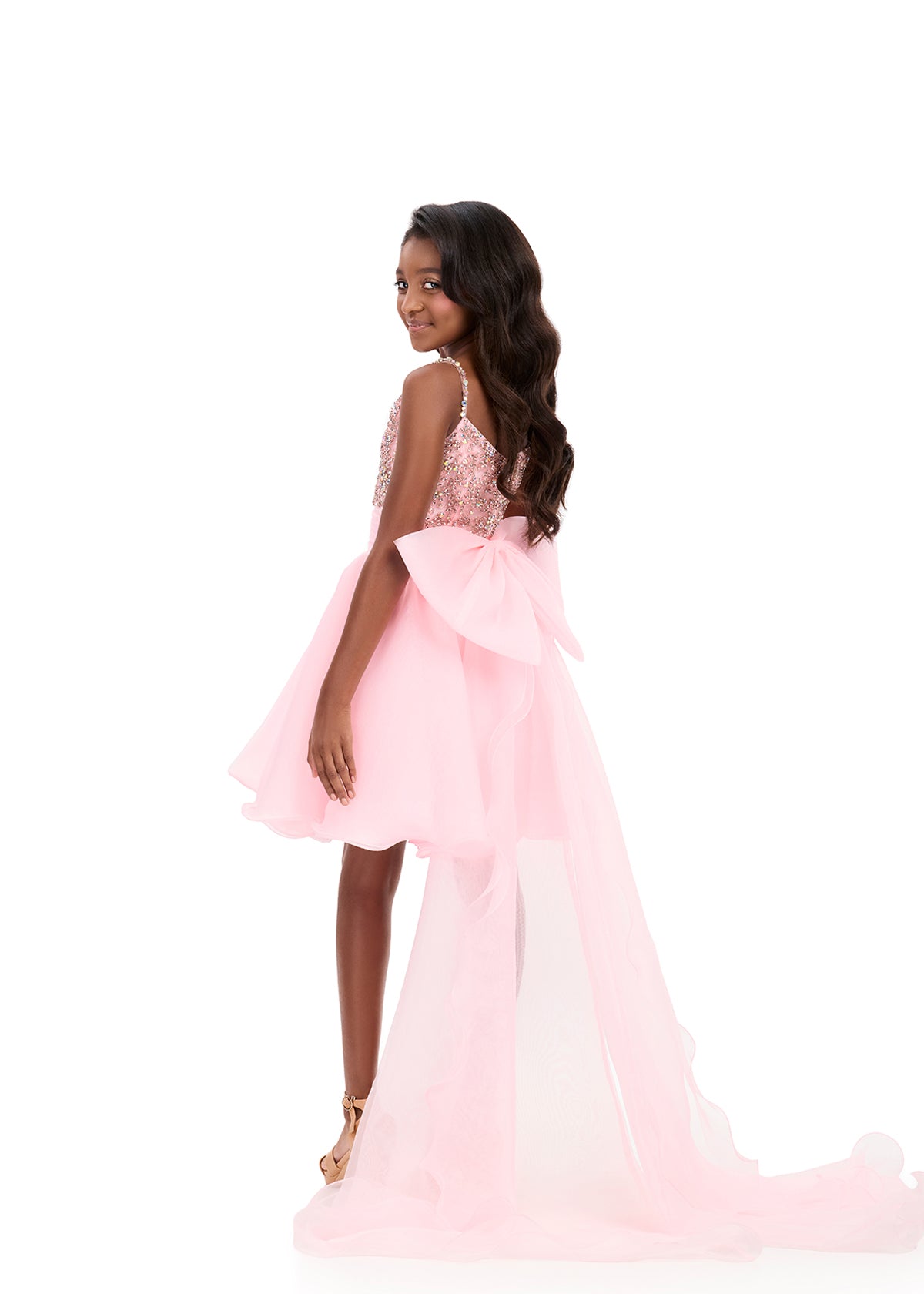 ASHLEYlauren 8285 Fully Beaded Romper with Fringe and Cape