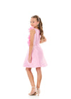ASHLEYlauren 8370 | Ice-Pink mikado kids dress with floral appliqué bodice and full skirt