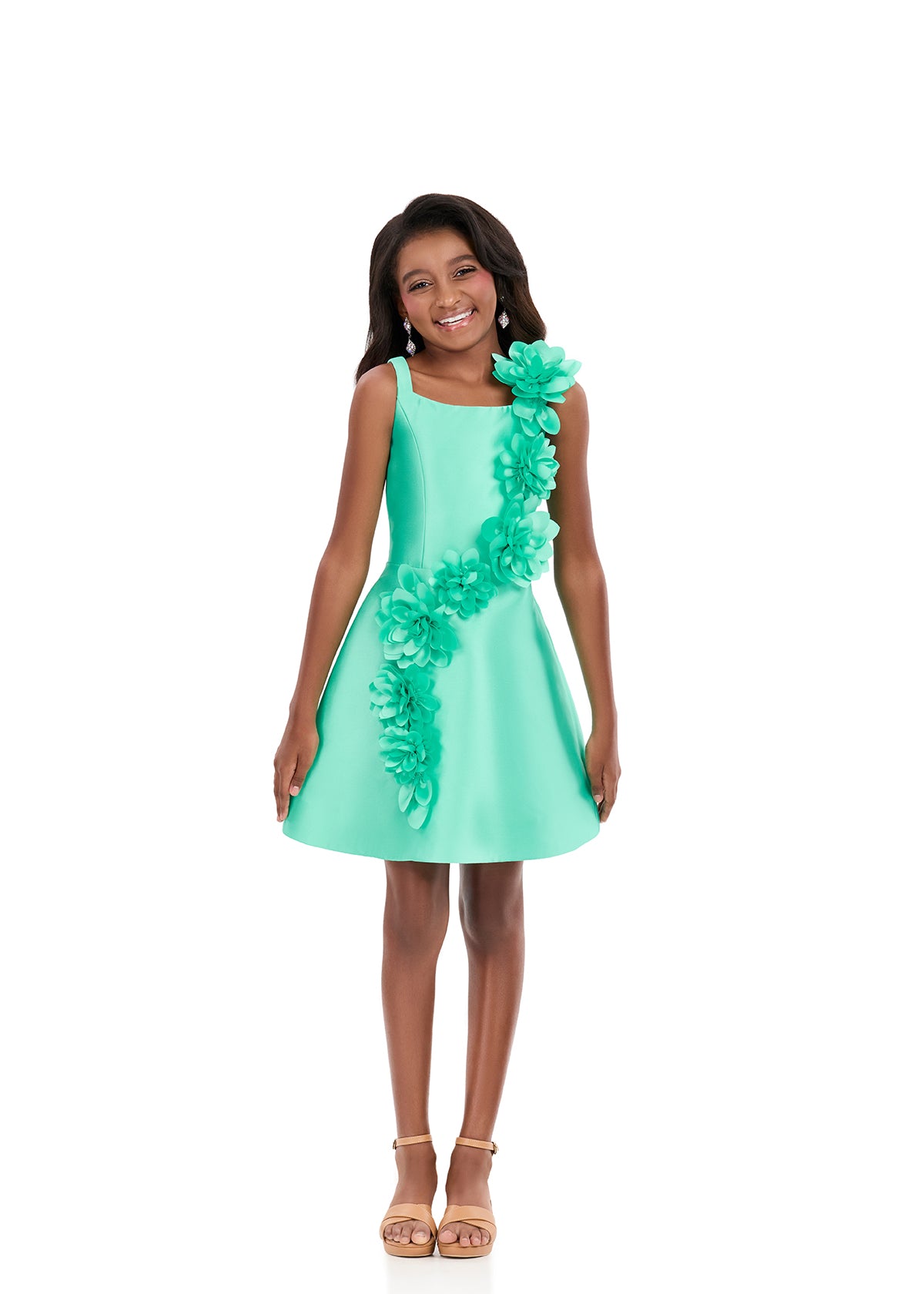 ASHLEYlauren Style 8388 Kids Cocktail Dress with 3D Bow Detail Hemline