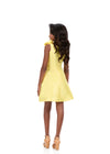 ASHLEYlauren 8370 | Yellow mikado kids dress with floral appliqué bodice and A-line skirt
