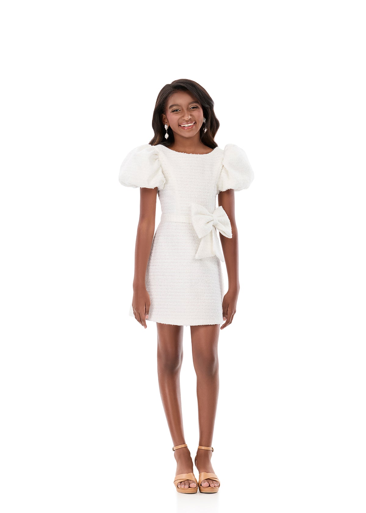 ASHLEYlauren 8374 | Ivory formal kids dress with tailored silhouette and classic neckline