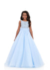 ASHLEYlauren 8375 | Sky pageant gown with oversized bow and voluminous silhouette