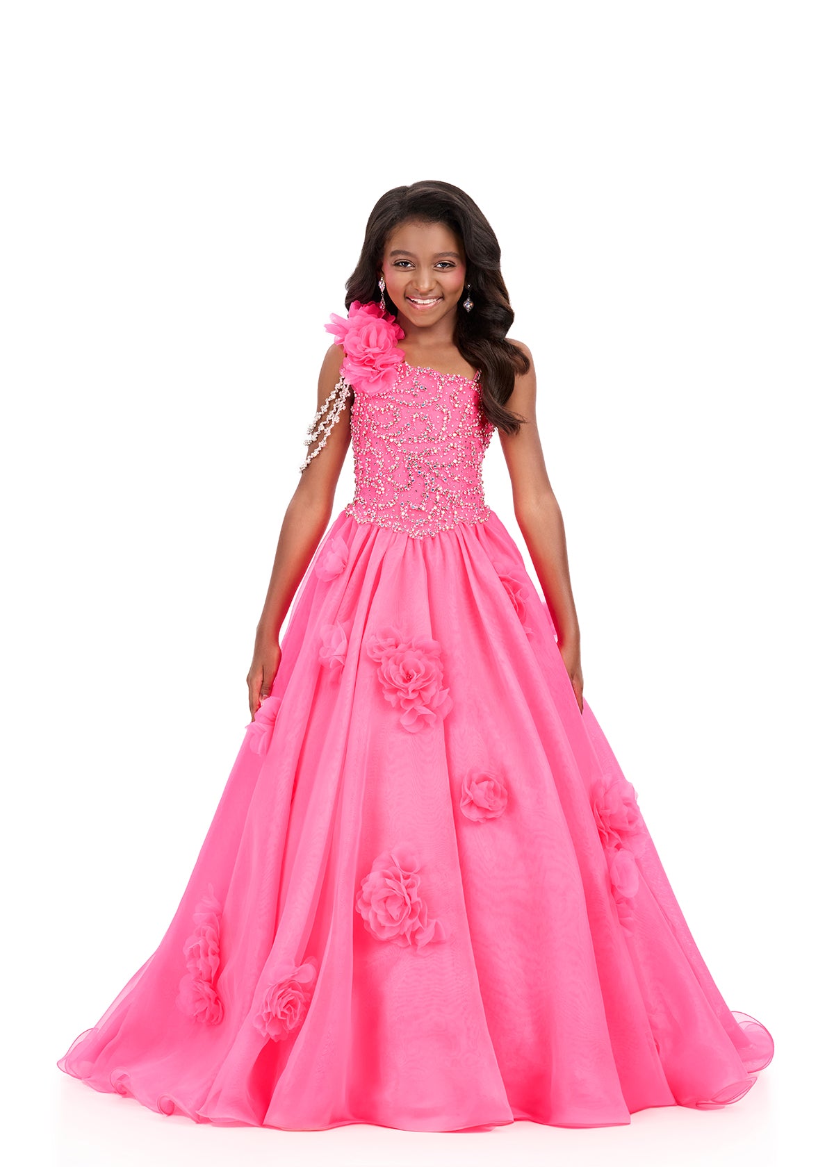 ASHLEYlauren 8381 - Kids Pageant Gown with 3D Flower