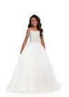 ASHLEYlauren 8382 | Ivory kids gown with embellished bodice and ruffle organza skirt