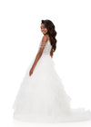 ASHLEYlauren 8382 | Ivory kids gown with beaded bodice and flowing organza skirt